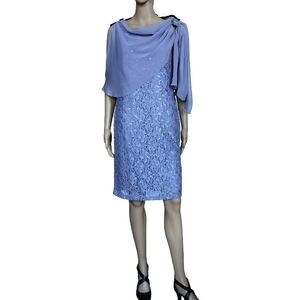 Connected Apparel Sequin Elegant Lavender Lace Dress Size 6 NWOT